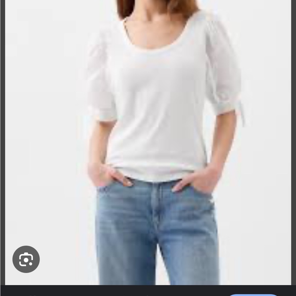 Gap Women's White Puff Sleeve Top